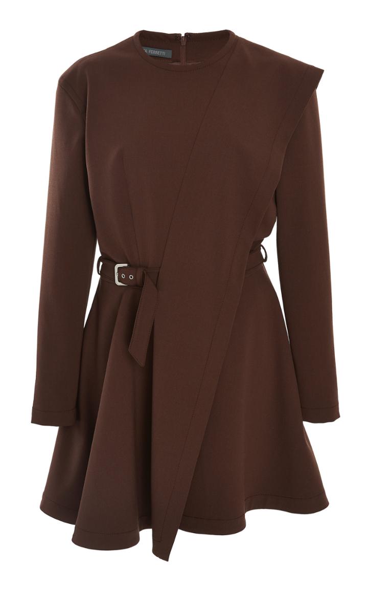 Alberta Ferretti Long Sleeve Sash Mini Dress