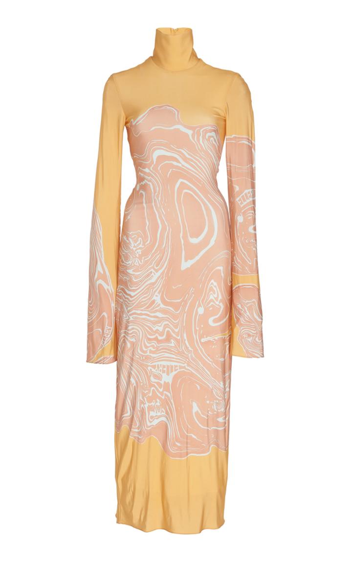 Ellery Stretch-knit High Neck Dress With Oversized Sleeves