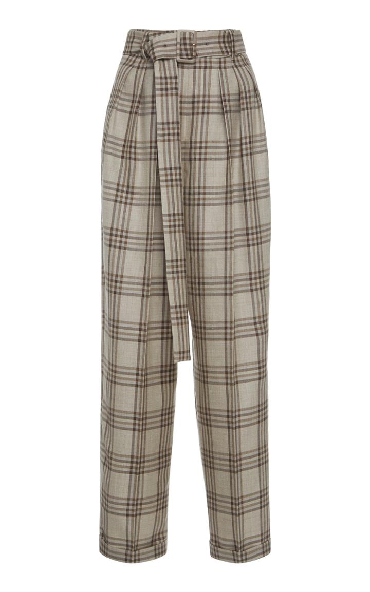 Moda Operandi Agnona Checked Wool-blend High-waisted Pants Size: 36