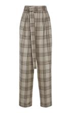 Moda Operandi Agnona Checked Wool-blend High-waisted Pants Size: 36