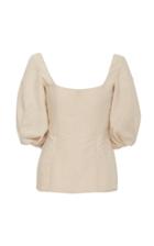 Moda Operandi Gabriela Hearst Hyades Puff-sleeve Corset Linen Top Size: 38