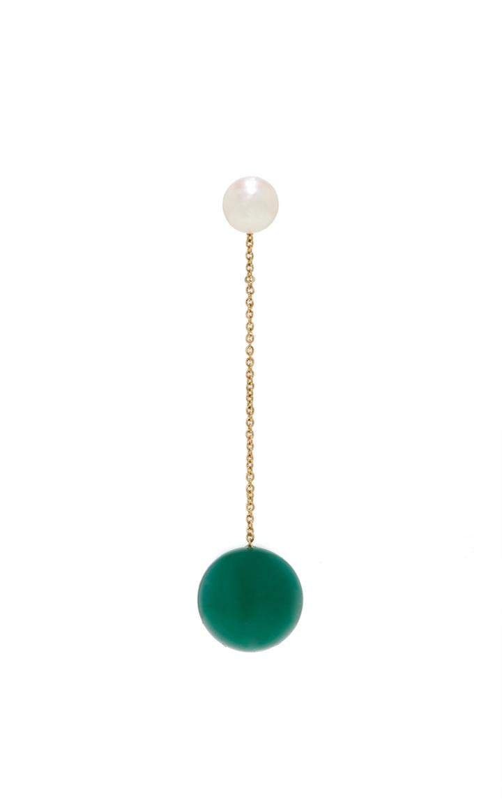 Delfina Delettrez Virus Earring With Agate And Freshwater Pearl