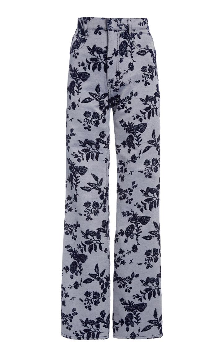 Moda Operandi Rodarte Floral Crepe Straight-leg Trousers