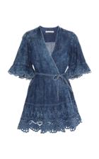 Jonathan Simkhai Acid-wash Denim Wrap Mini Dress