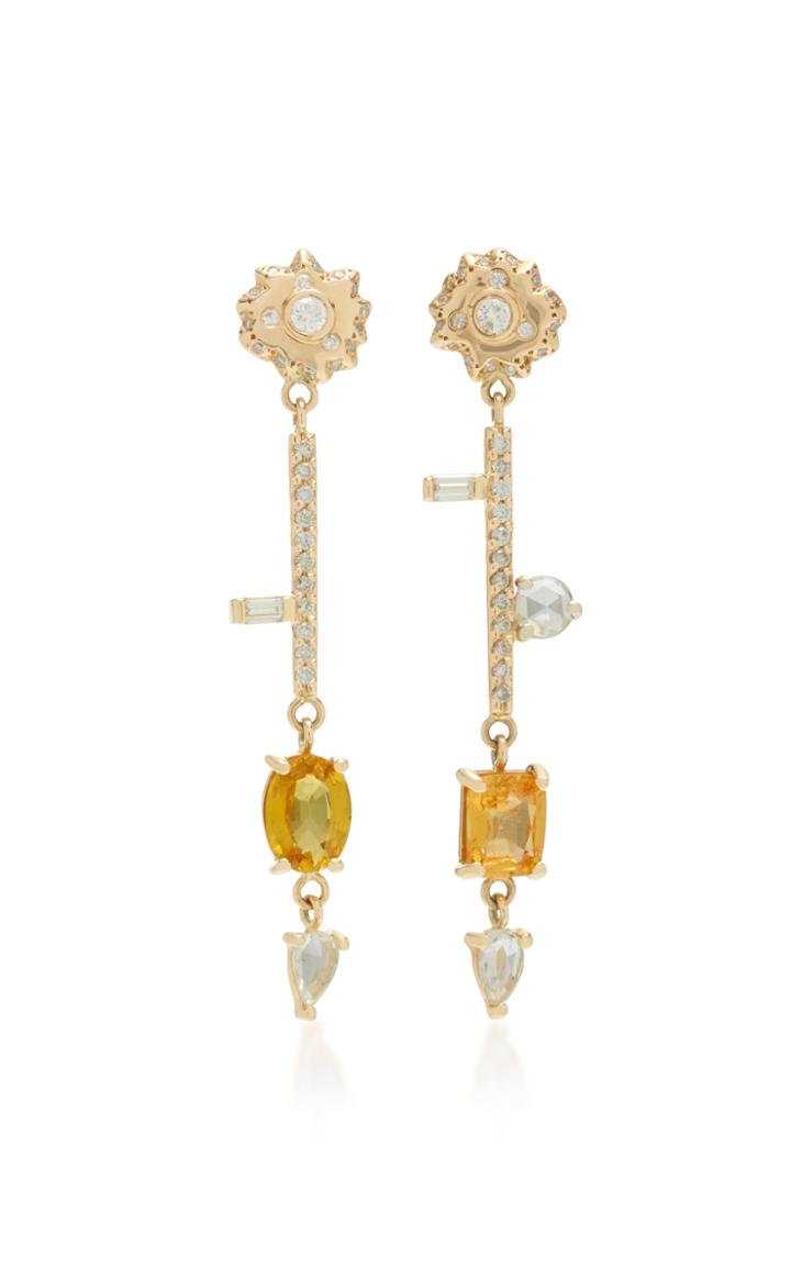 Scosha 14k Gold, Diamond And Yellow Sapphire Earrings