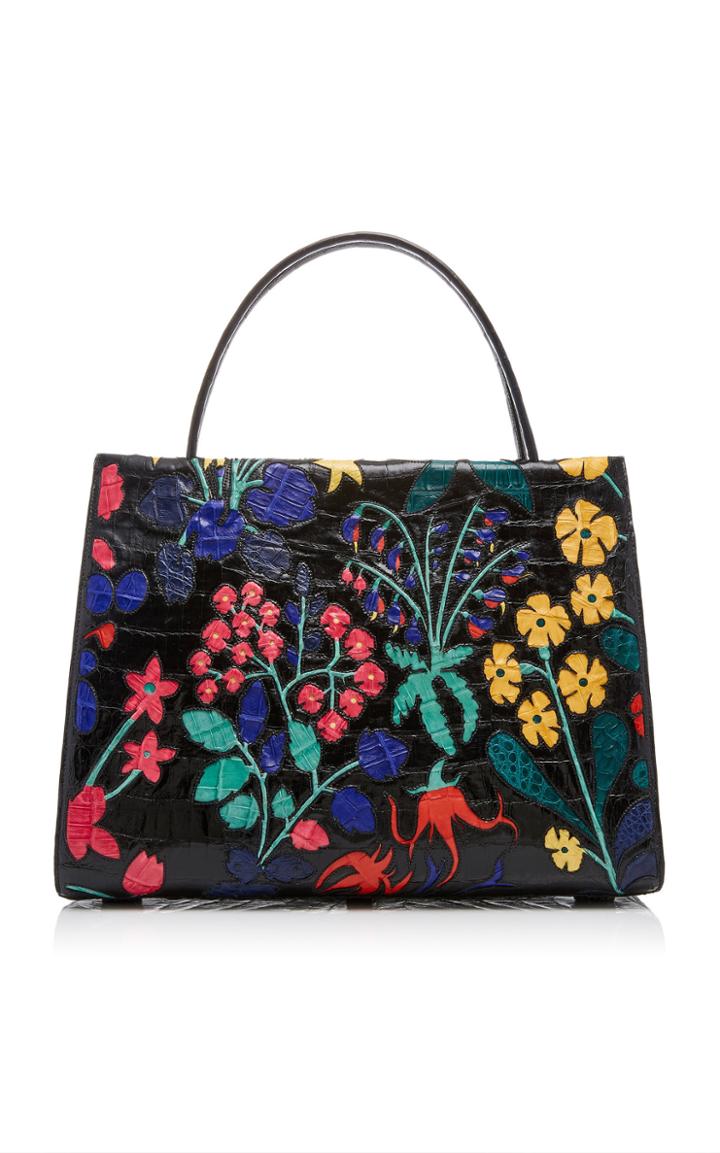 Nancy Gonzalez Floral Crocodile Tote