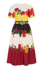 Oscar De La Renta Floral-print Stretch-cotton Dress