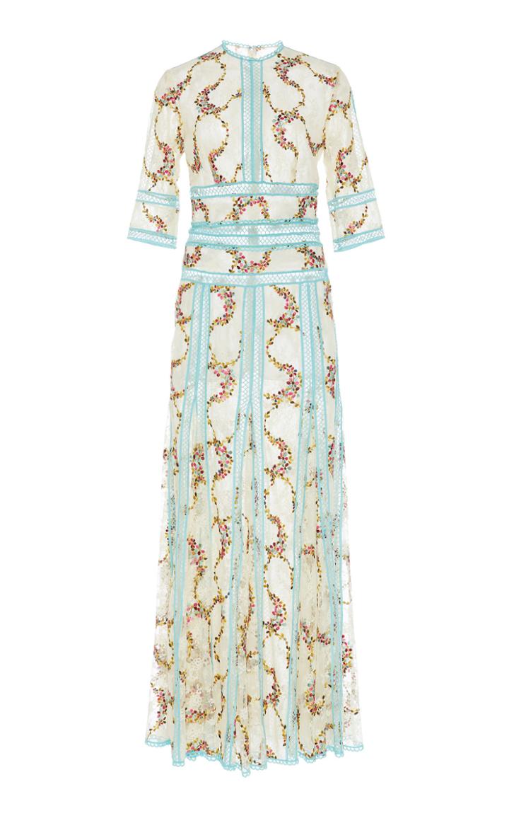 Costarellos Embroidered Lace Dress