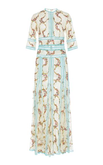 Costarellos Embroidered Lace Dress