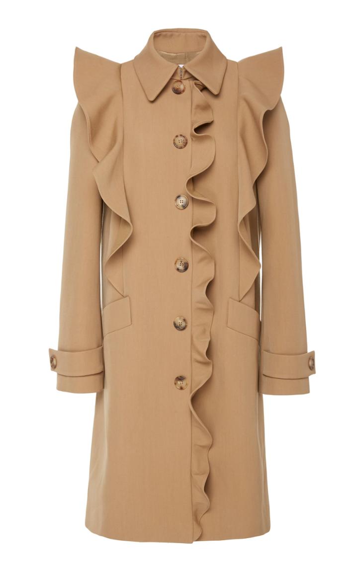 Michael Kors Collection Ruffled Wool-cotton Coat