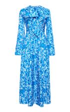 Valentino Grace-print Silk Tie-neck Midi Dress