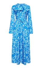 Valentino Grace-print Silk Tie-neck Midi Dress