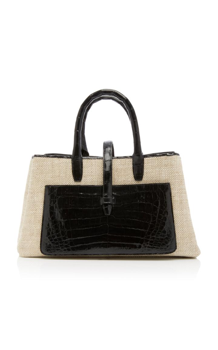 Moda Operandi Nancy Gonzalez Astrid Two-tone Crocodile And Linen Tote