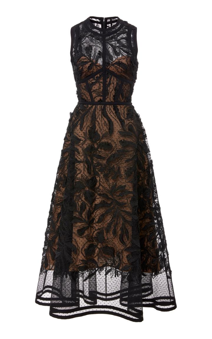Elie Saab A-line Lace Midi Dress