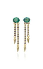 Sarah Hendler Shirley 18k Gold Green Gemstone Earrings
