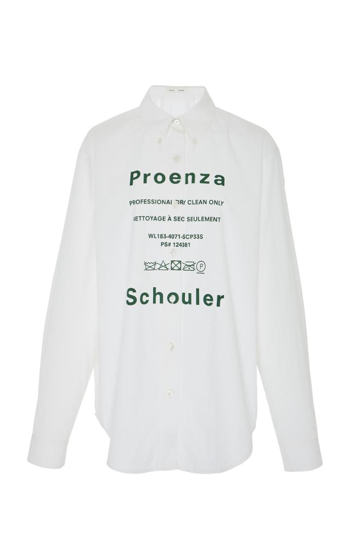 Proenza Schouler Pswl Button Down-printed Garment Washed Poplin