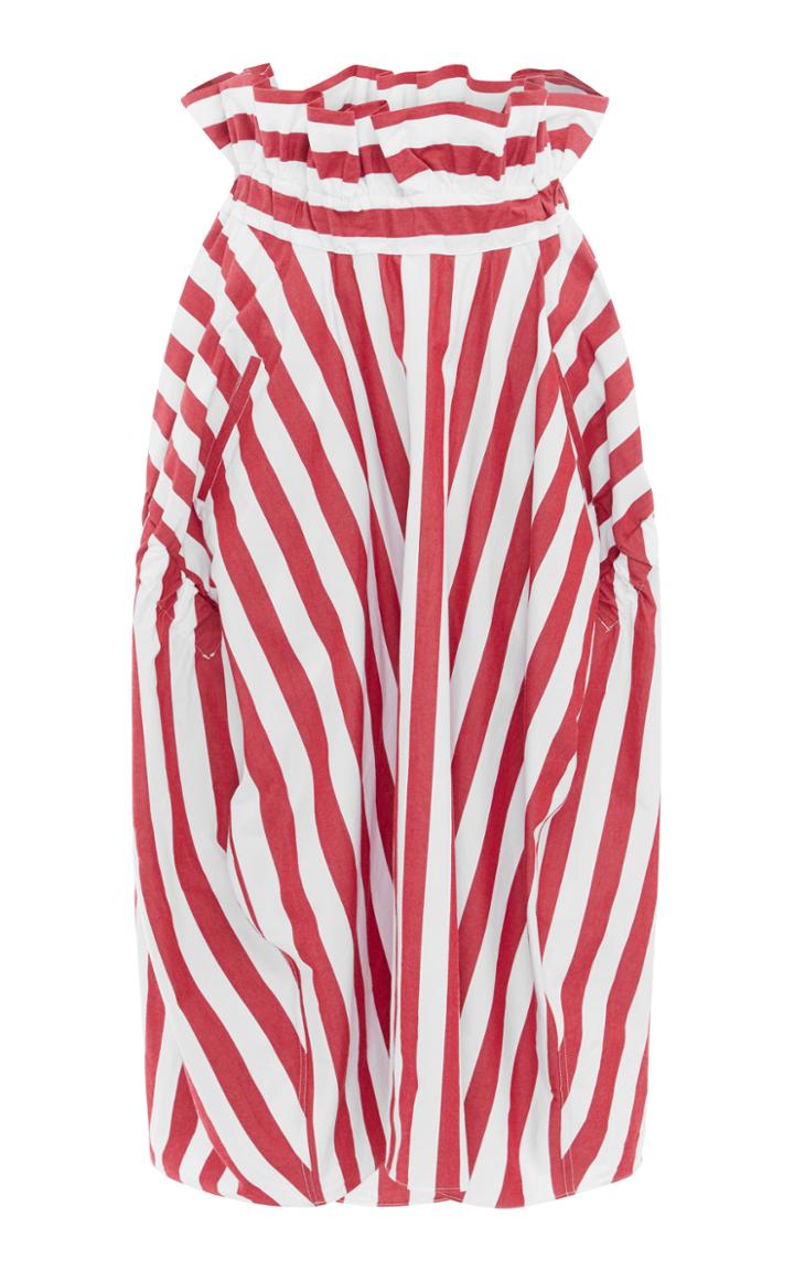 Lee Mathews Simone Ruffed Striped Cotton Skirt
