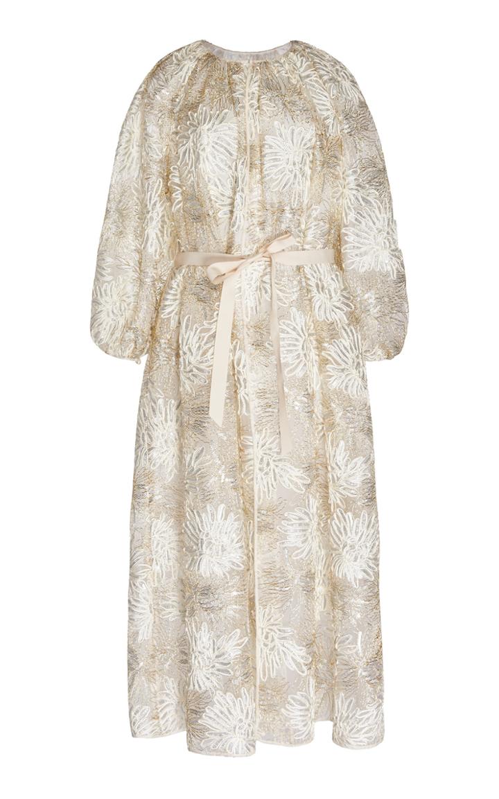 Huishan Zhang Luna Long Sleeve Embroidered Lace Maxi Dress