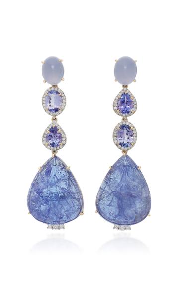 Pamela Huizenga Blue Chalcedony Tanzanite And Diamond Earrings