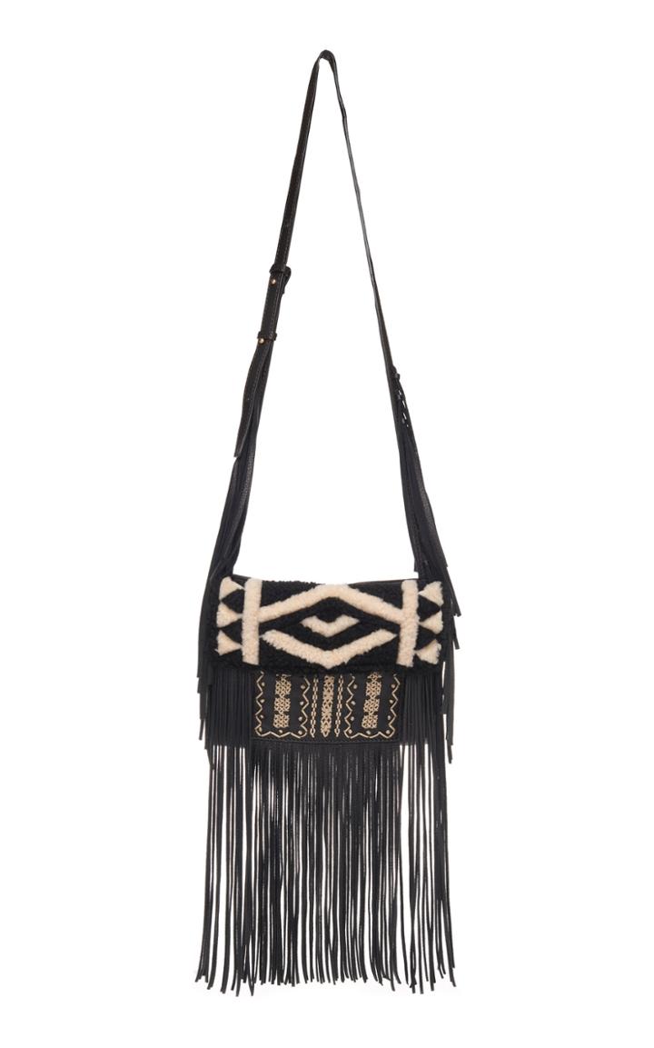 Etro Leather Shoulder Bag With Fringe And Fur