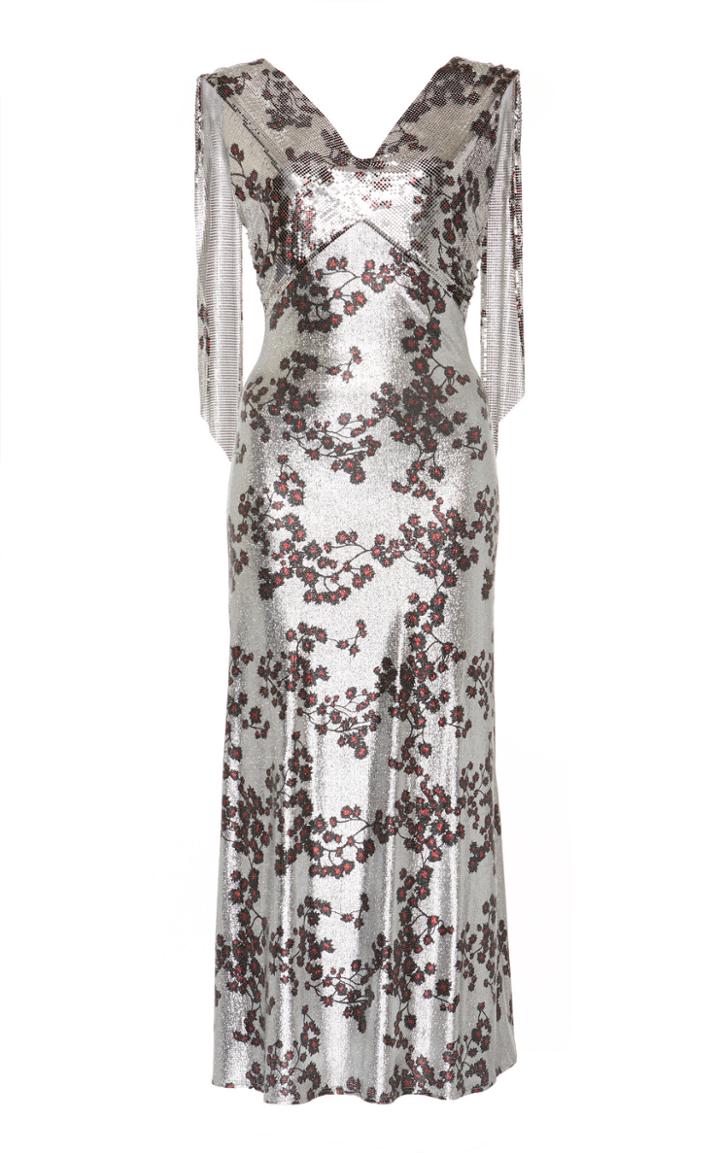 Paco Rabanne Metallic Printed Midi Dress