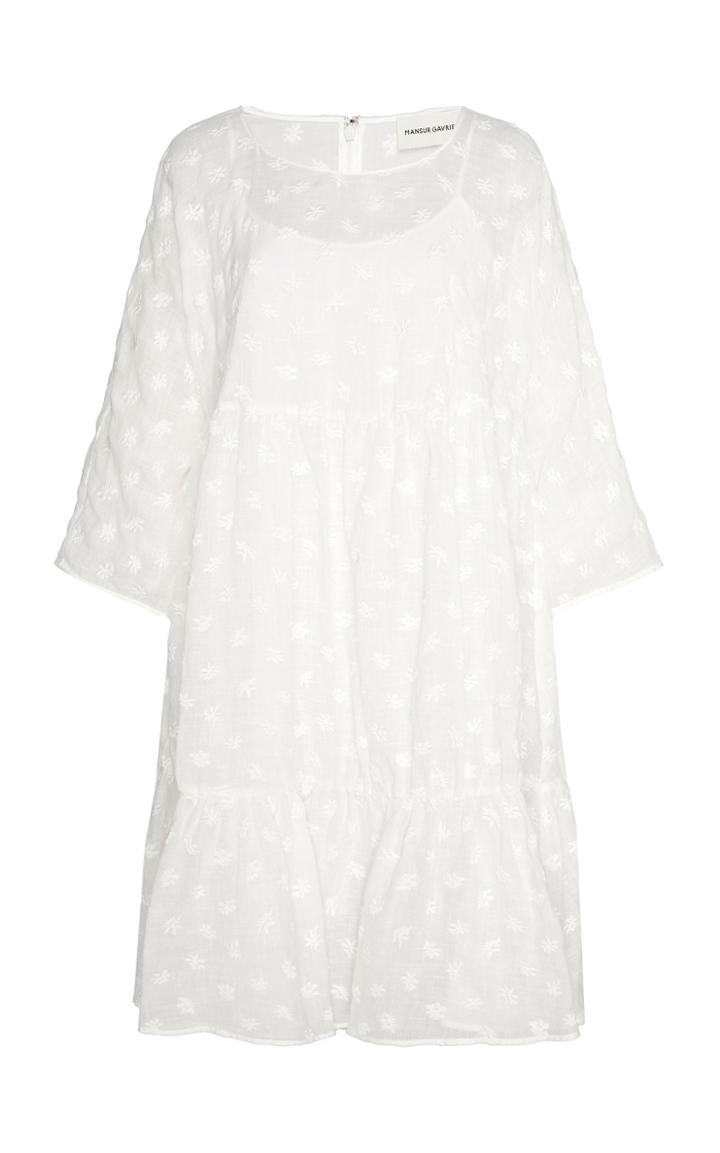 Mansur Gavriel Embroidered Linen-blend Dress