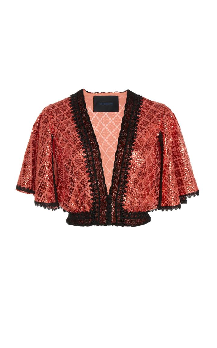 Costarellos Sequin Frill Top