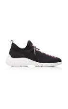 Prada Leather-trimmed Intarsia Stretch-knit Sneakers