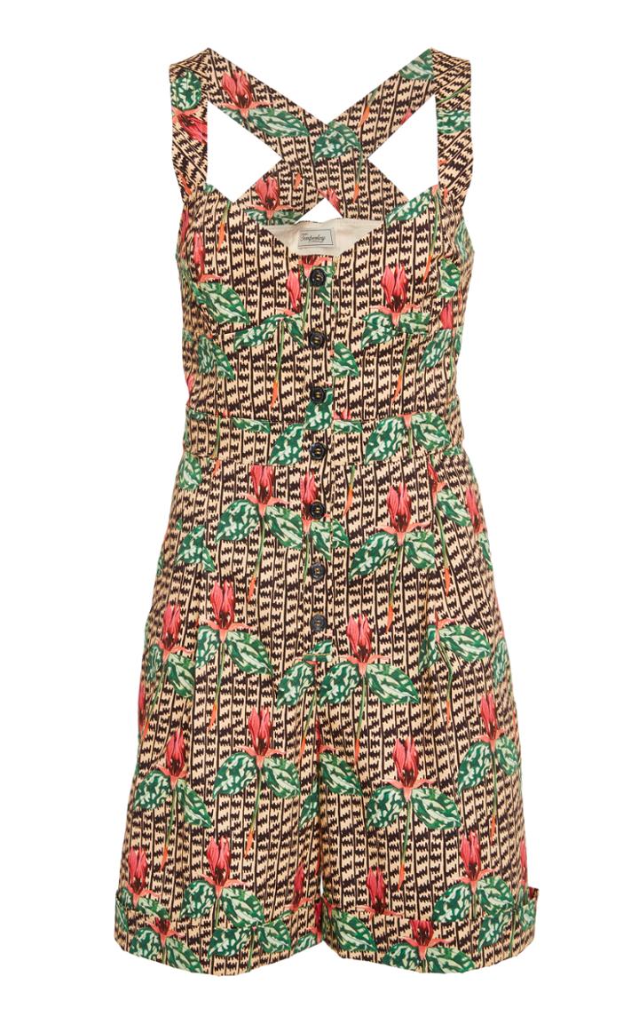 Temperley London Cypress Printed Stretch-cotton Playsuit