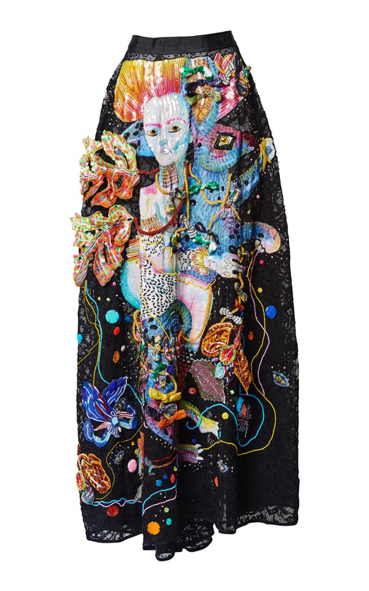 Romance Was Born Cosmic Crime Embellished Cotton Blend Skirt