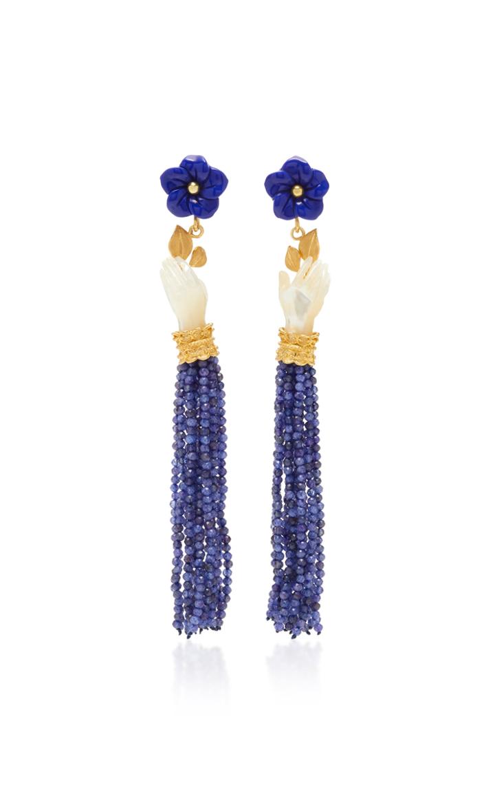 Of Rare Origin Sodalite And Mother-of-pearl Bloom Earrings