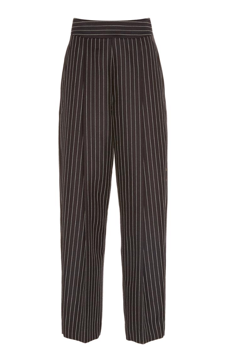 Oscar De La Renta Striped Wool And Mohair Cropped Pants