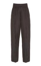 Oscar De La Renta Striped Wool And Mohair Cropped Pants