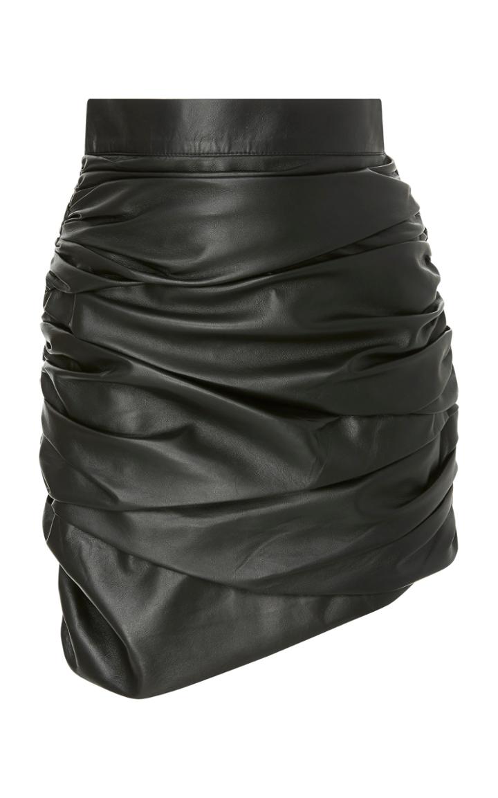 Zeynep Aray Draped Leather Mini Skirt