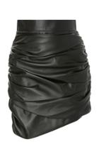 Zeynep Aray Draped Leather Mini Skirt
