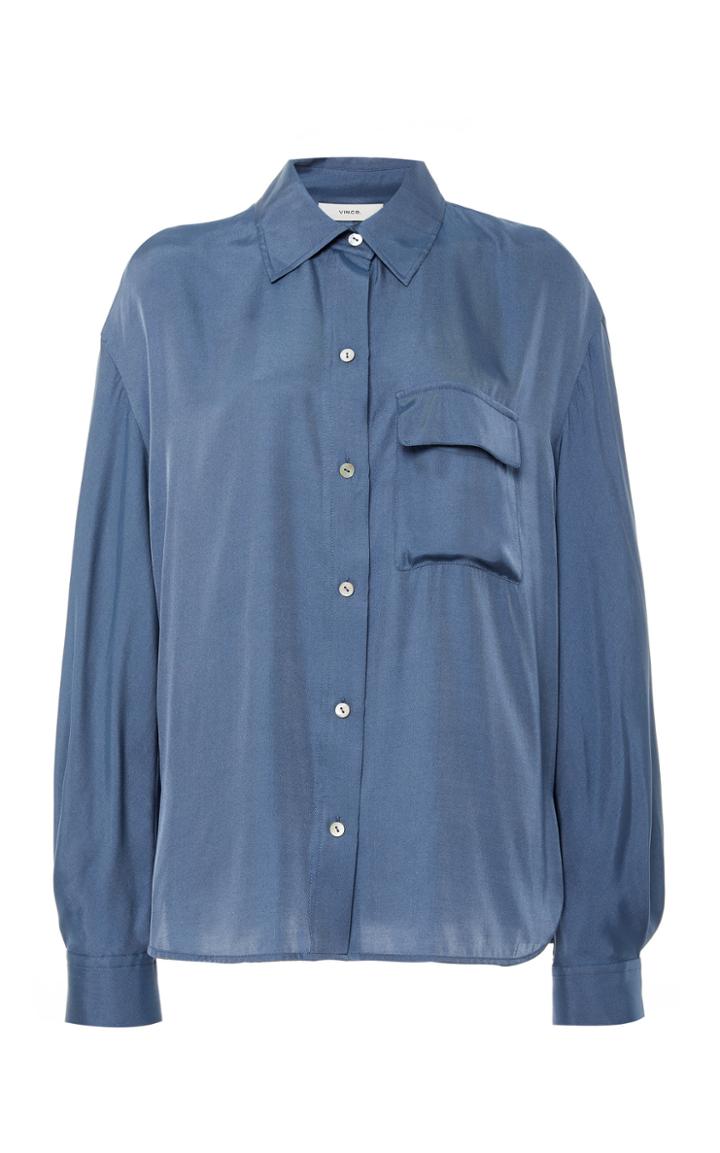 Moda Operandi Vince Long Sleeve Silk-blend Button Down Size: S