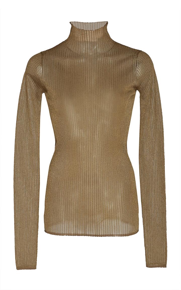 Vince Ribbed Lurex Turtleneck Sweater Size: Xs
