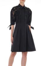 Moda Operandi Alberta Ferretti Lace-inset Cotton Poplin Mini Shirt Dress