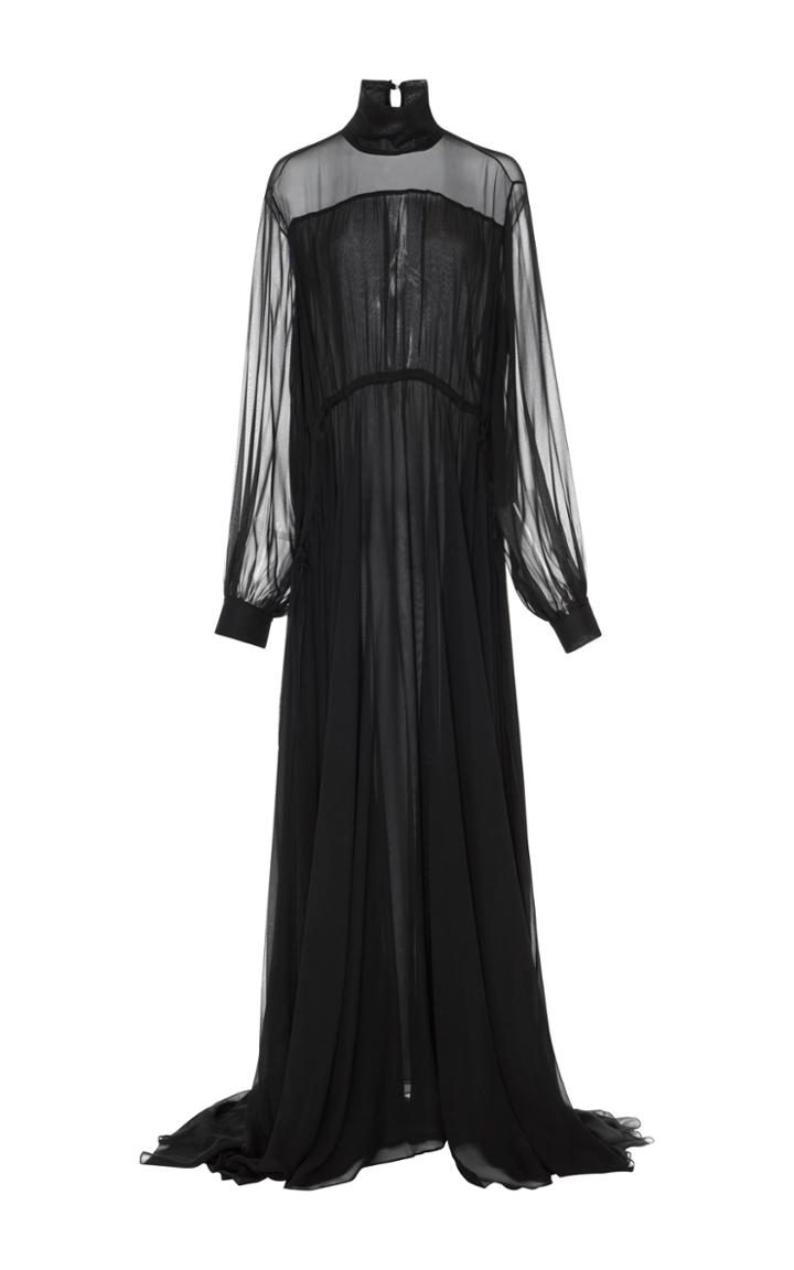 By. Bonnie Young Mock Neck Chiffon Maxi Dress