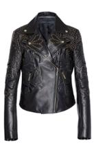 Elie Saab Embroidered Moto Leather Jacket