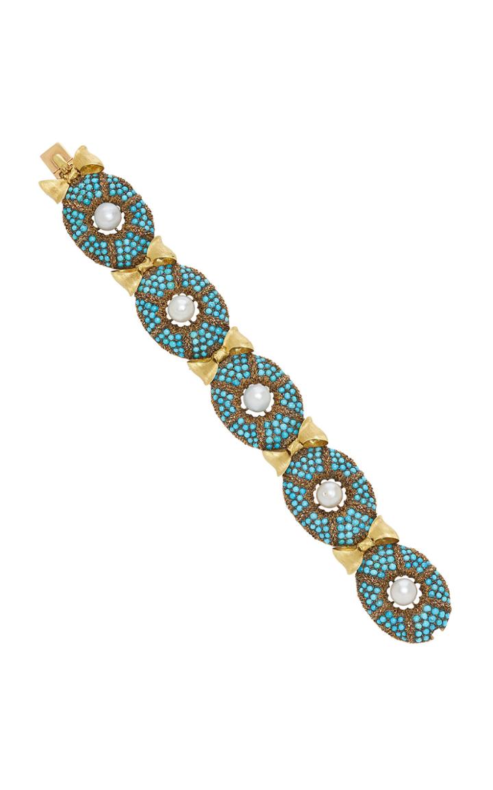Vintage Buccellati Turquoise And Pearl Bracelet