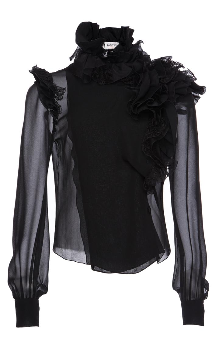 Lanvin Asymmetrical Lace Blouse