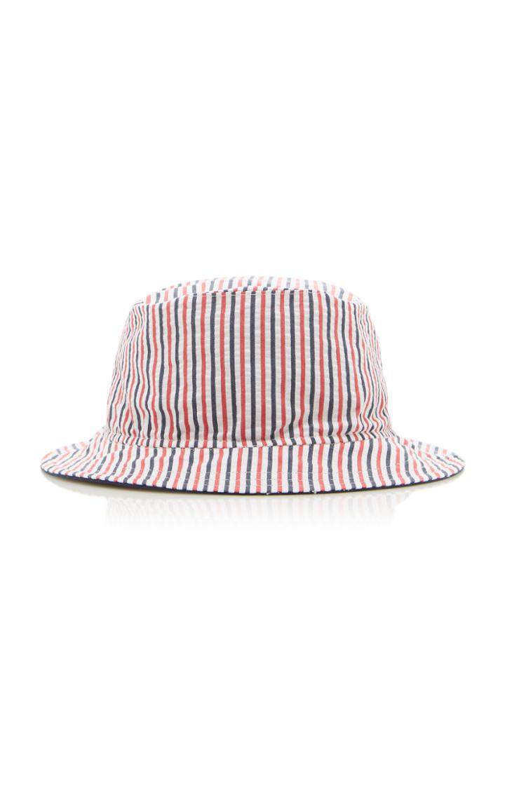 Thom Browne Reversible Striped Cotton-seersucker Bucket Hat