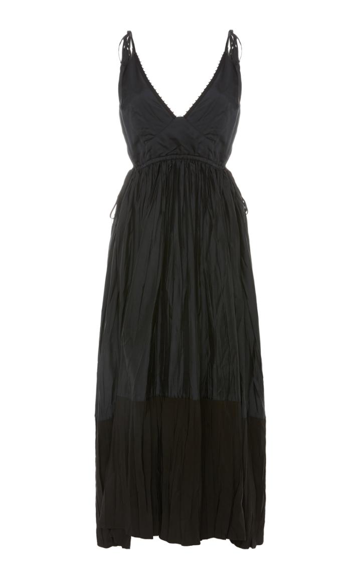 Jil Sander Namie Pleated Twill Midi Dress