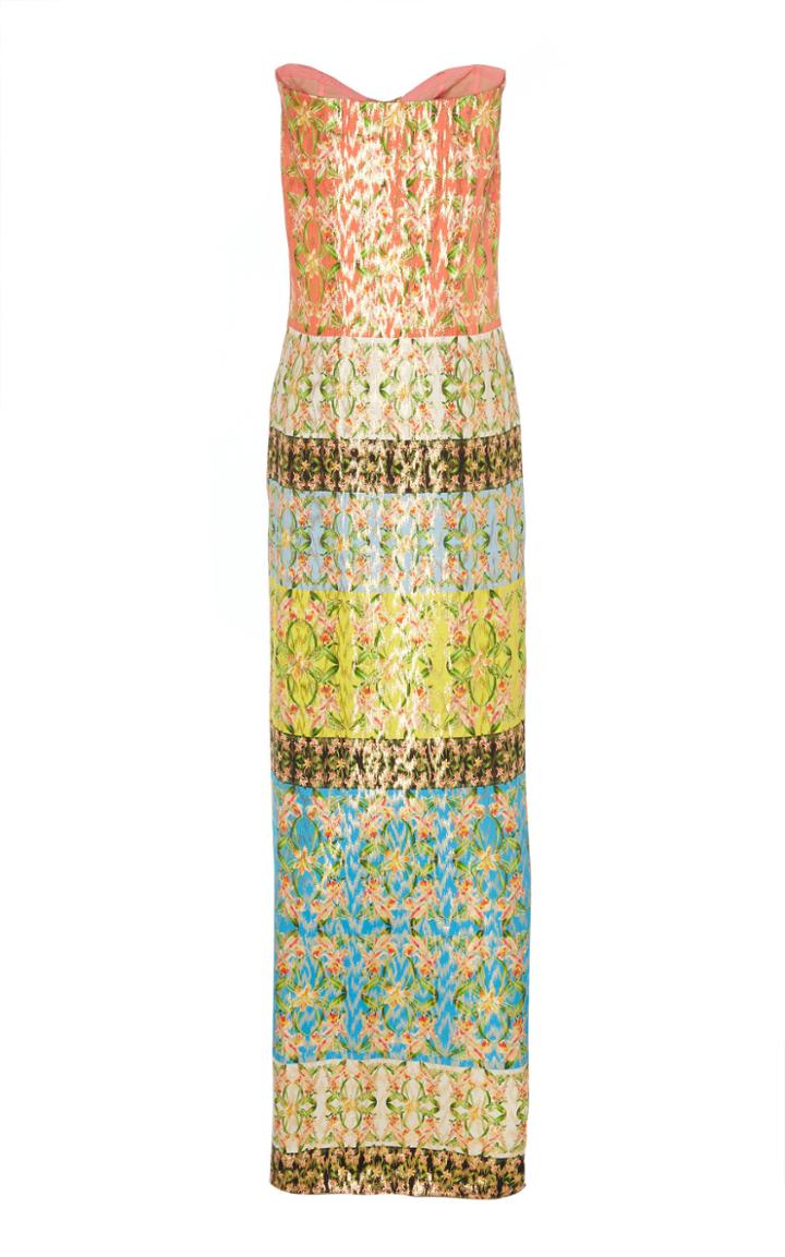 Monique Lhuillier Lame Printed Gown