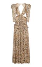 Etro Tundra Cutout Printed Metallic Silk Maxi Dress