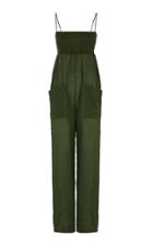 Three Graces London Tallie Smocked Cotton Jumpsuit