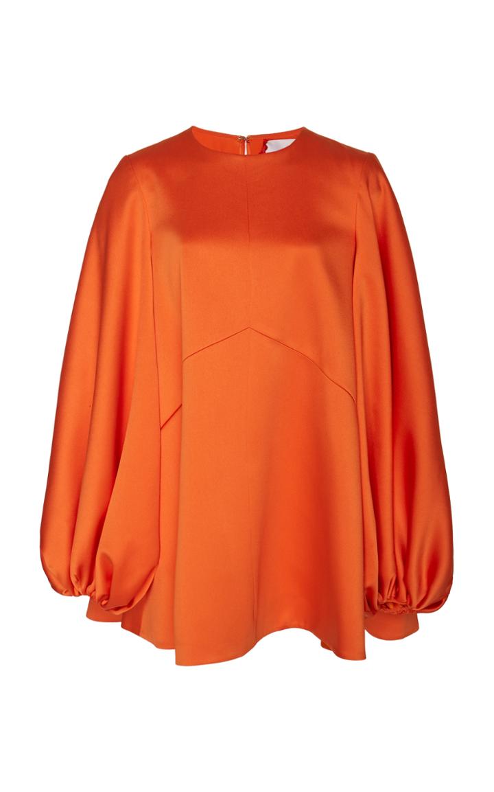 Carolina Herrera Silk Satin Puff Sleeve Shift Dress