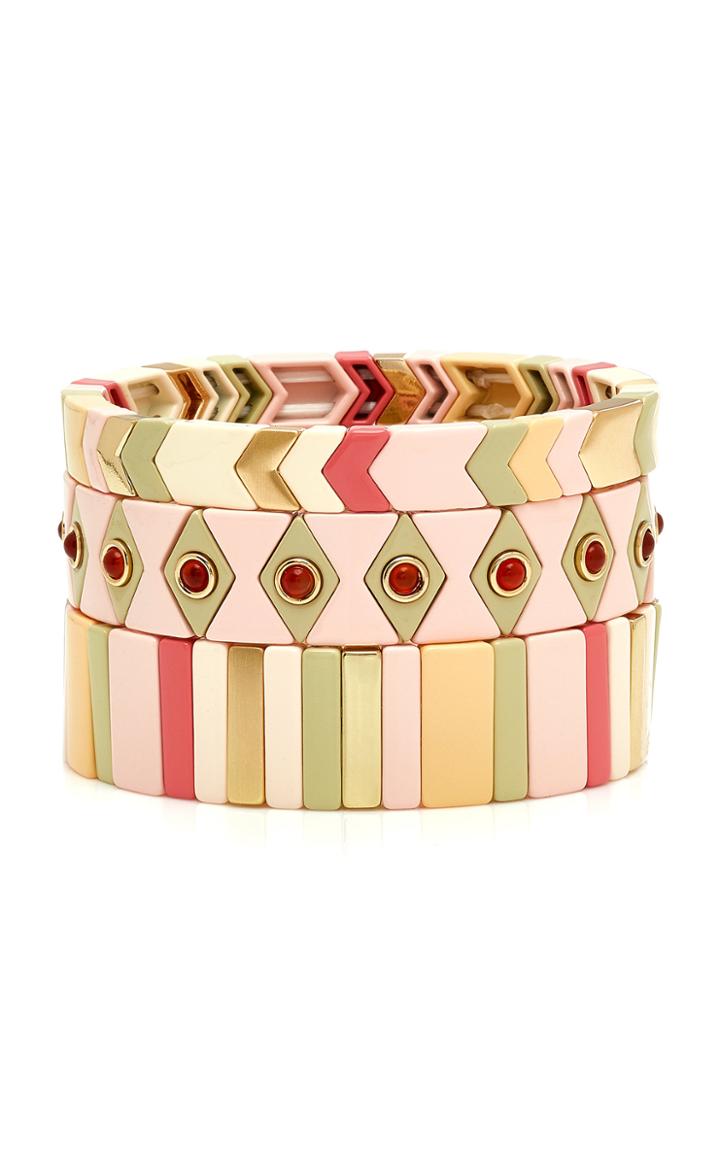 Roxanne Assoulin Set-of-three Pink Sands Bracelets