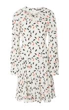 Zac Posen Feather Print Slit Sleeve Dress